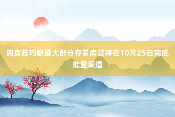 购房技巧瞻望大部分存量房贷将在10月25日完成批量调遣