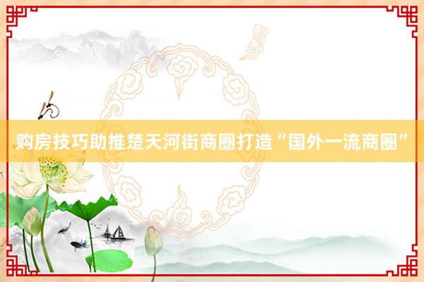 购房技巧助推楚天河街商圈打造“国外一流商圈”