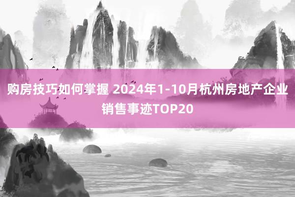 购房技巧如何掌握 2024年1-10月杭州房地产企业销售事迹TOP20