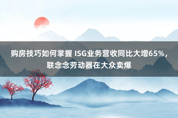 购房技巧如何掌握 ISG业务营收同比大增65%，联念念劳动器在大众卖爆