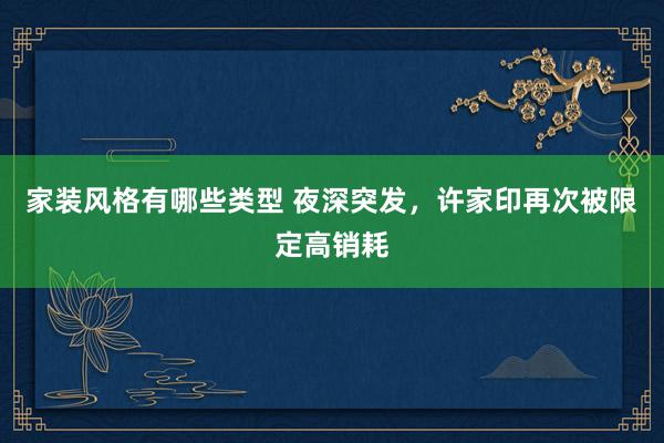 家装风格有哪些类型 夜深突发，许家印再次被限定高销耗