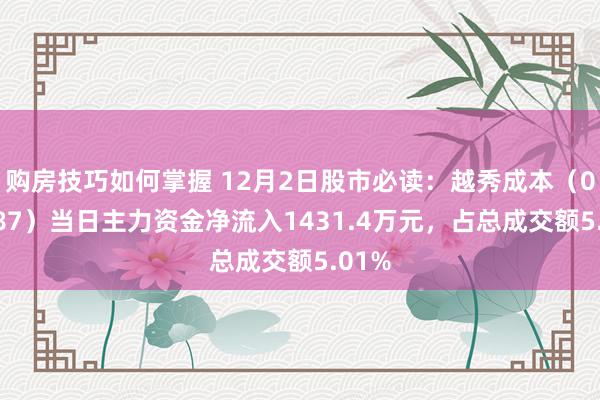 购房技巧如何掌握 12月2日股市必读：越秀成本（000987）当日主力资金净流入1431.4万元，占总成交额5.01%