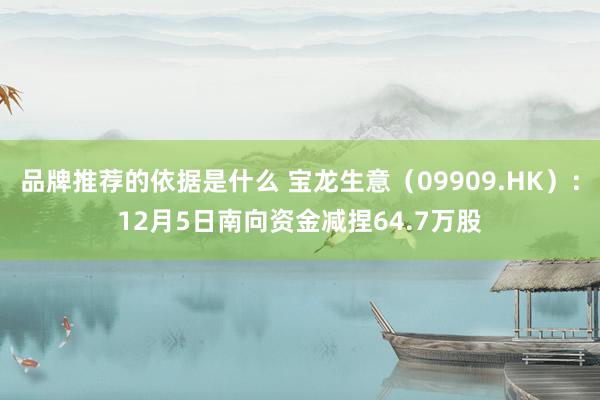 品牌推荐的依据是什么 宝龙生意（09909.HK）：12月5日南向资金减捏64.7万股