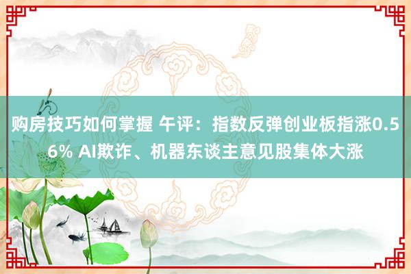 购房技巧如何掌握 午评：指数反弹创业板指涨0.56% AI欺诈、机器东谈主意见股集体大涨