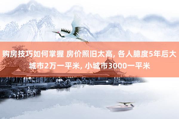 购房技巧如何掌握 房价照旧太高, 各人臆度5年后大城市2万一平米, 小城市3000一平米