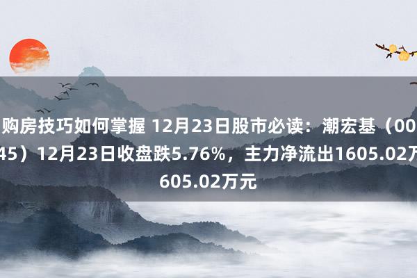 购房技巧如何掌握 12月23日股市必读：潮宏基（002345）12月23日收盘跌5.76%，主力净流出1605.02万元