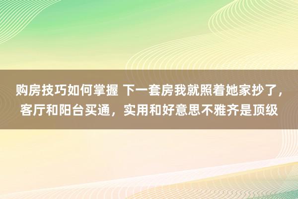 购房技巧如何掌握 下一套房我就照着她家抄了，客厅和阳台买通，实用和好意思不雅齐是顶级