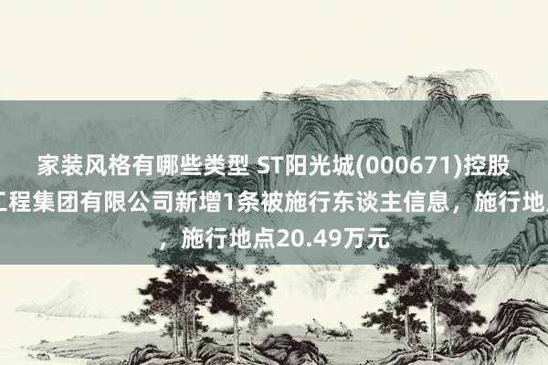 家装风格有哪些类型 ST阳光城(000671)控股的华济树立工程集团有限公司新增1条被施行东谈主信息，施行地点20.49万元