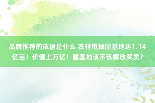 品牌推荐的依据是什么 农村甩掉屋基地达1.14亿亩！价值上万亿！屋基地该不该解放买卖？