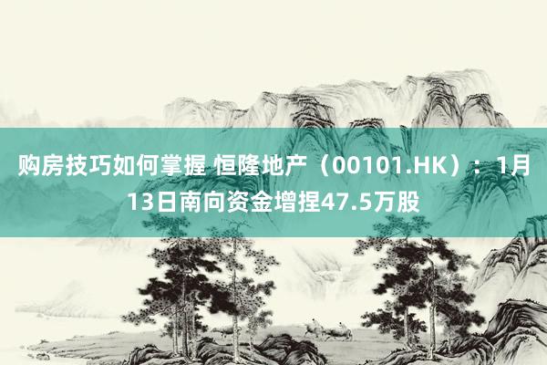 购房技巧如何掌握 恒隆地产（00101.HK）：1月13日南向资金增捏47.5万股