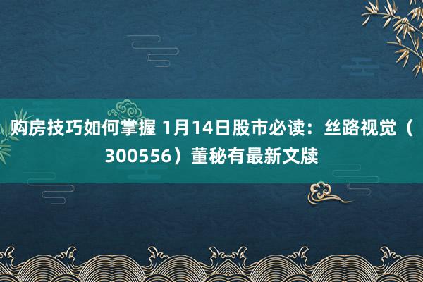 购房技巧如何掌握 1月14日股市必读：丝路视觉（300556）董秘有最新文牍