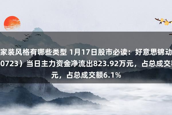 家装风格有哪些类型 1月17日股市必读：好意思锦动力（000723）当日主力资金净流出823.92万元，占总成交额6.1%