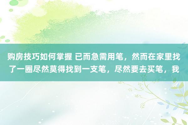 购房技巧如何掌握 已而急需用笔，然而在家里找了一圈尽然莫得找到一支笔，尽然要去买笔，我