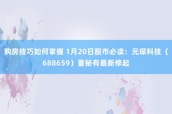 购房技巧如何掌握 1月20日股市必读：元琛科技（688659）董秘有最新修起