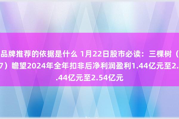 品牌推荐的依据是什么 1月22日股市必读：三棵树（603737）瞻望2024年全年扣非后净利润盈利1.44亿元至2.54亿元