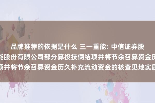 品牌推荐的依据是什么 三一重能: 中信证券股份有限公司对于三一重能股份有限公司部分募投技俩结项并将节余召募资金历久补充流动资金的核查见地实质节录