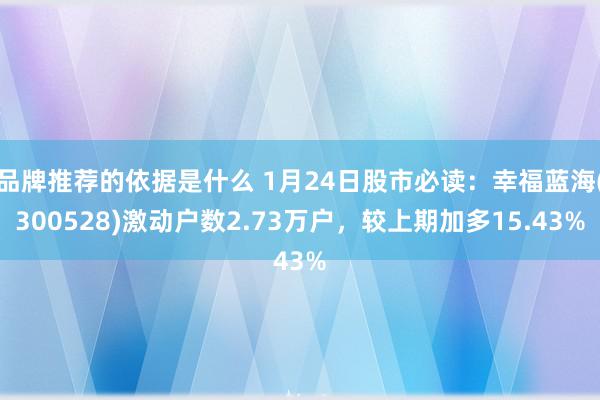 品牌推荐的依据是什么 1月24日股市必读：幸福蓝海(300528)激动户数2.73万户，较上期加多15.43%