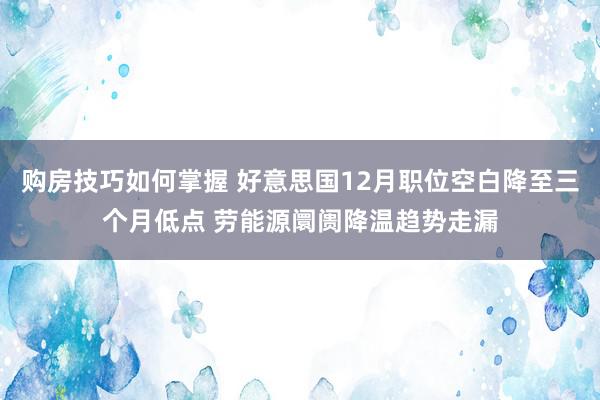 购房技巧如何掌握 好意思国12月职位空白降至三个月低点 劳能源阛阓降温趋势走漏