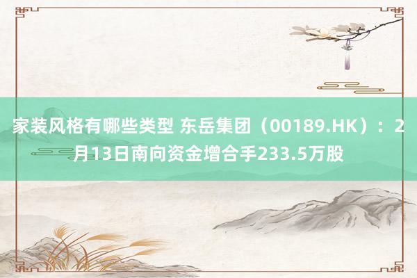 家装风格有哪些类型 东岳集团（00189.HK）：2月13日南向资金增合手233.5万股