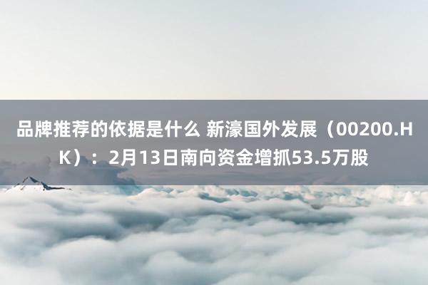 品牌推荐的依据是什么 新濠国外发展（00200.HK）：2月13日南向资金增抓53.5万股