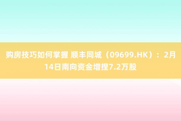 购房技巧如何掌握 顺丰同城（09699.HK）：2月14日南向资金增捏7.2万股