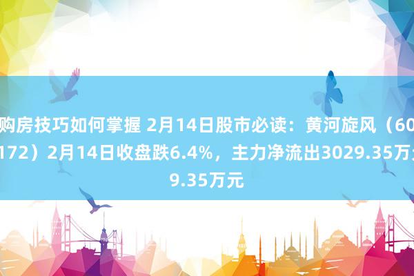 购房技巧如何掌握 2月14日股市必读：黄河旋风（600172）2月14日收盘跌6.4%，主力净流出3029.35万元