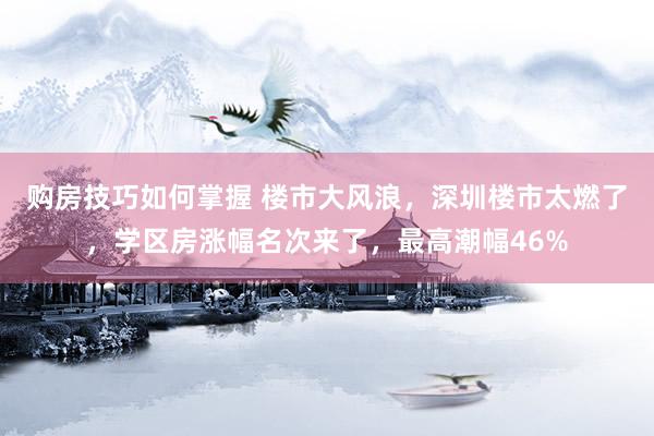 购房技巧如何掌握 楼市大风浪，深圳楼市太燃了，学区房涨幅名次来了，最高潮幅46%