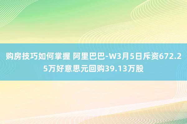 购房技巧如何掌握 阿里巴巴-W3月5日斥资672.25万好意思元回购39.13万股